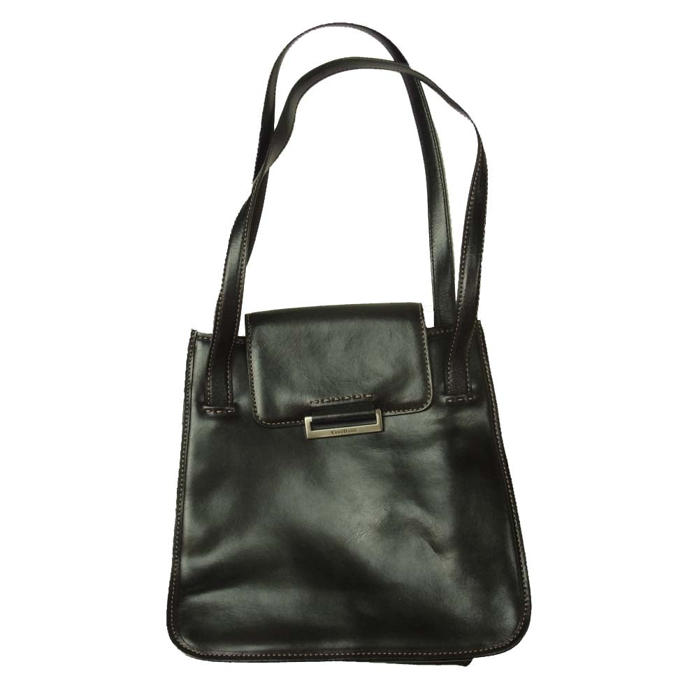 COLE HAAN コールハーン レザー フラップ ショルダー バッグ  ブラック系【中古】