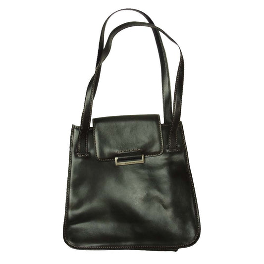 COLE HAAN コールハーン レザー フラップ ショルダー バッグ  ブラック系【中古】