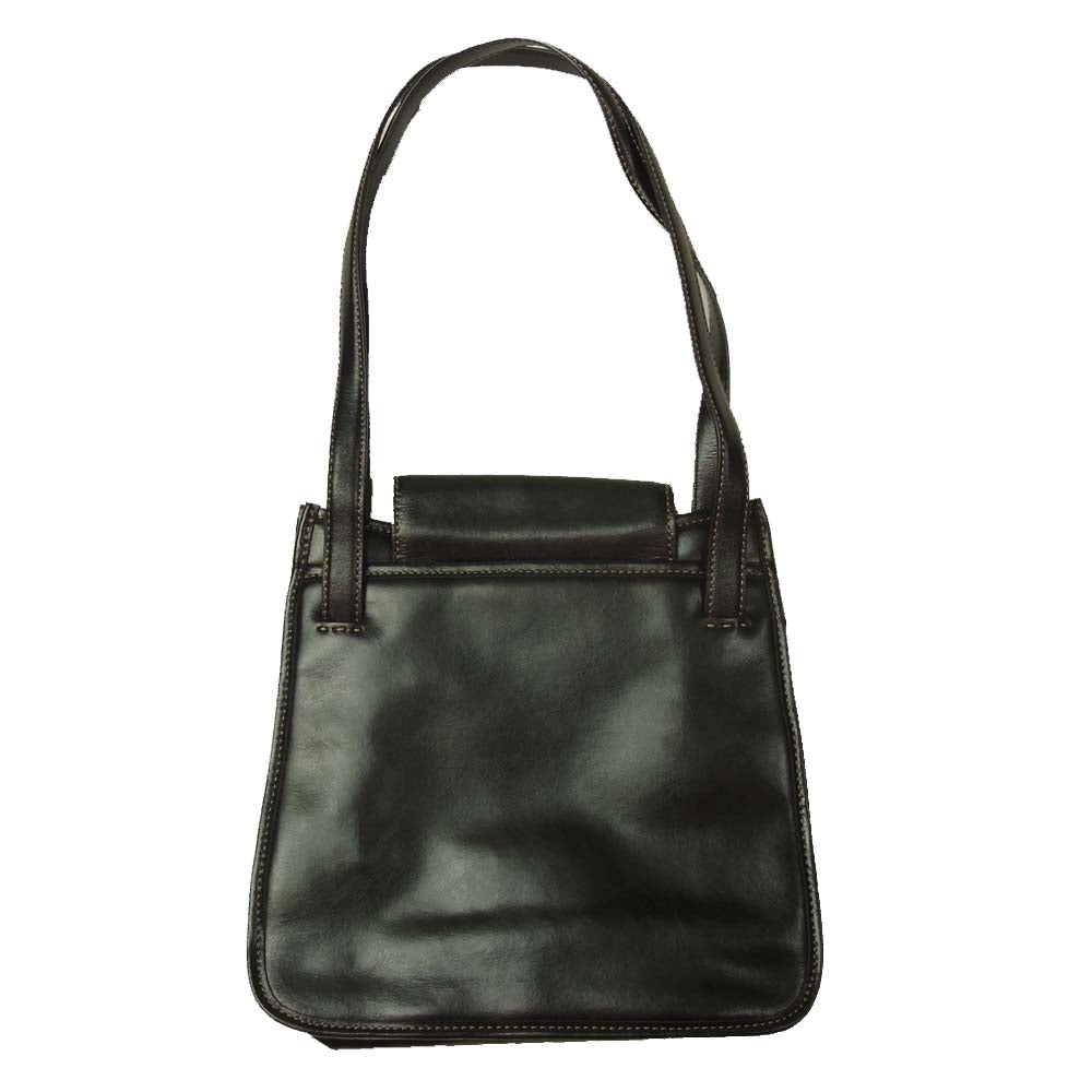 COLE HAAN コールハーン レザー フラップ ショルダー バッグ  ブラック系【中古】