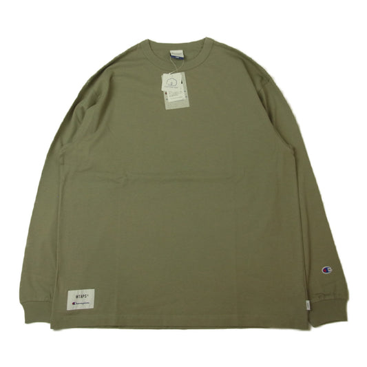 WTAPS ダブルタップス 21AW C8-U421 × Champion チャンピオン ロングスリーブ Tシャツ カットソー カーキ系 L【新古品】【未使用】【中古】