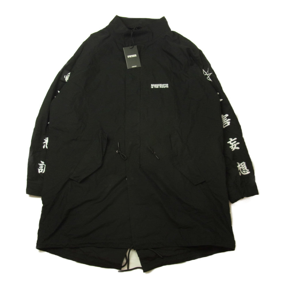 ニシモト イズ ザ マウス KANJI LONG COAT 漢字 ロング コート ブラック系 M-L【中古】