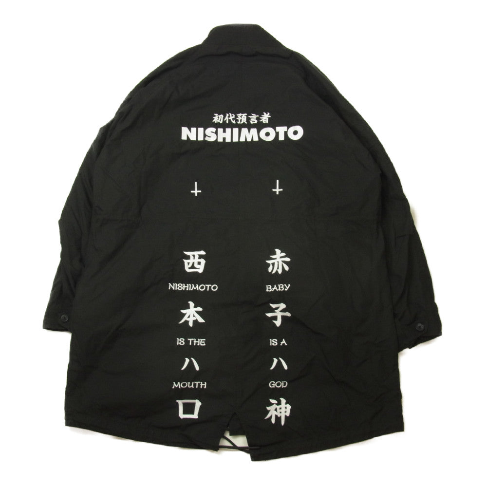 ニシモト イズ ザ マウス KANJI LONG COAT 漢字 ロング コート ブラック系 M-L【中古】