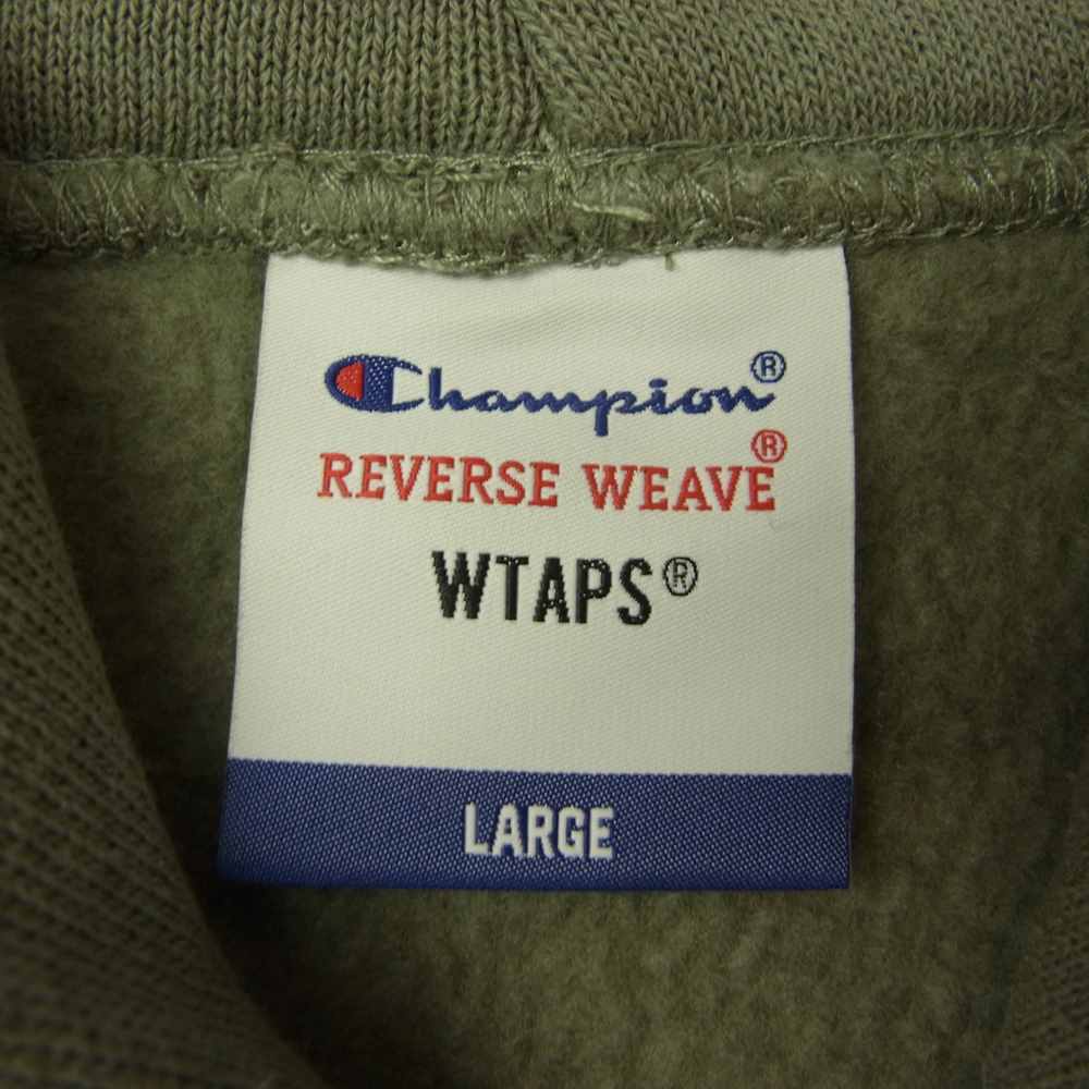 WTAPS ダブルタップス 21AW C8-U126 × Champion チャンピオン ACADEMY / HOODED / COTTON アカデミー リバースウィーブ フーデッド シャツ スウェット パーカー カーキ系 L【中古】