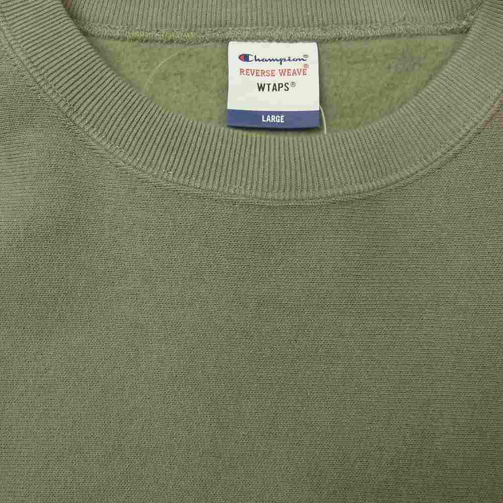 WTAPS ダブルタップス 21AW C8-U037 × Champion チャンピオン リバースウィーブ クルーネック スウェット カーキ系 L【新古品】【未使用】【中古】