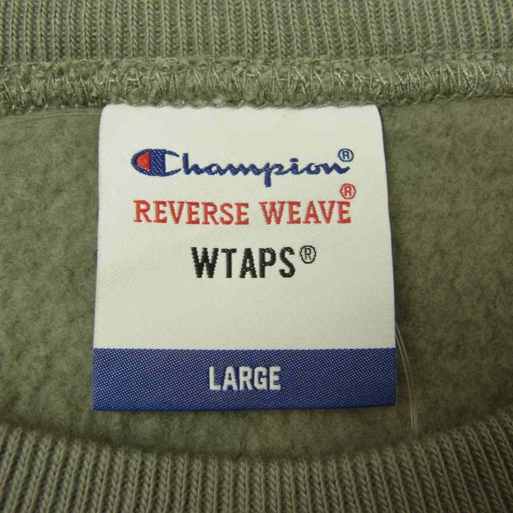 WTAPS ダブルタップス 21AW C8-U037 × Champion チャンピオン リバースウィーブ クルーネック スウェット カーキ系 L【新古品】【未使用】【中古】