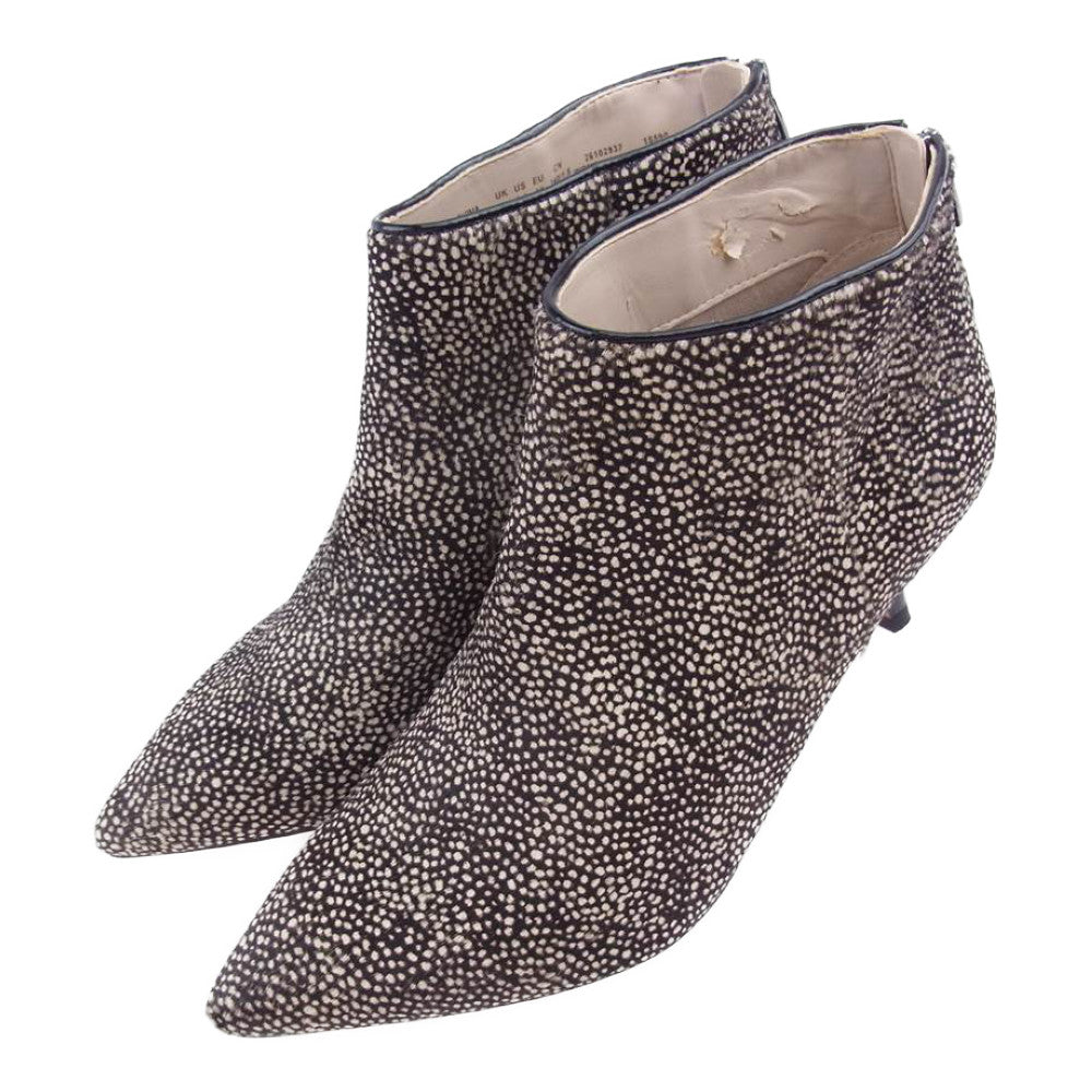 Clarks クラークス Aquifer Diva  ハラコ ショート ブーツ ブラック系 ベージュ系 24㎝【美品】【中古】