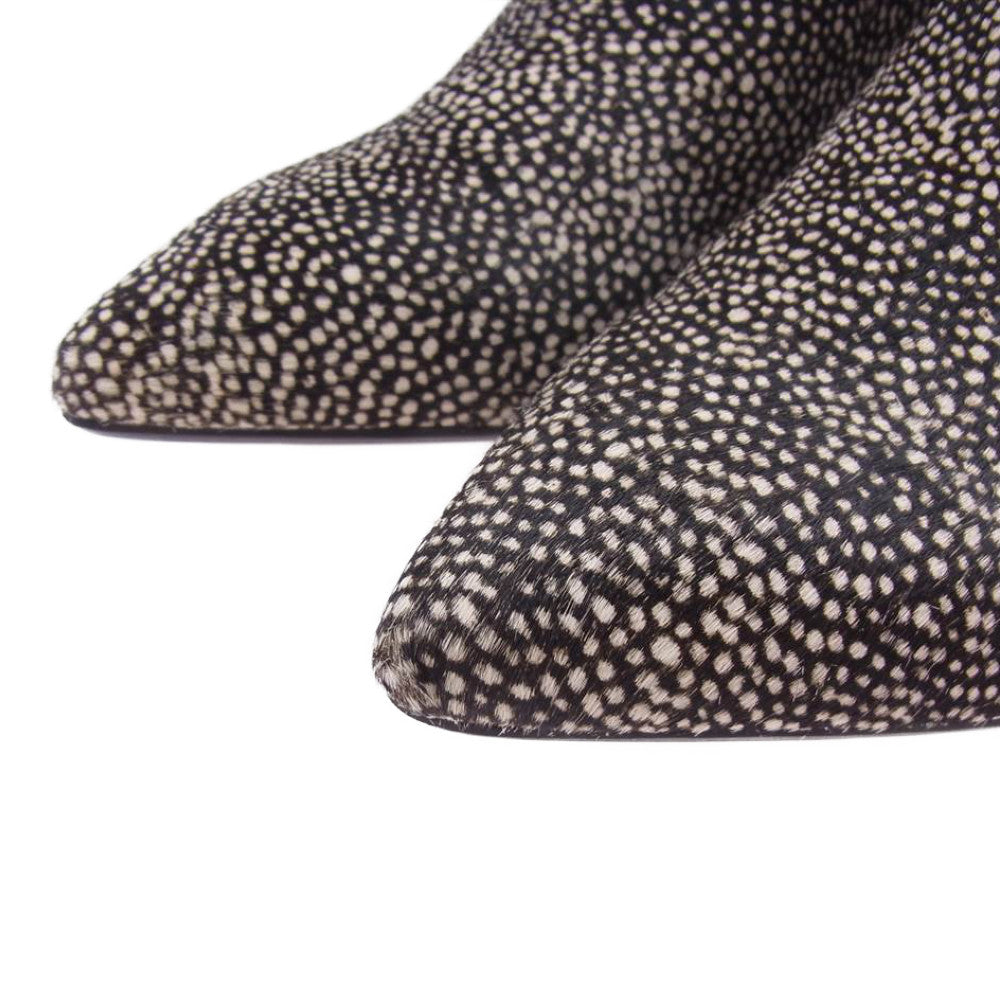 Clarks クラークス Aquifer Diva  ハラコ ショート ブーツ ブラック系 ベージュ系 24㎝【美品】【中古】