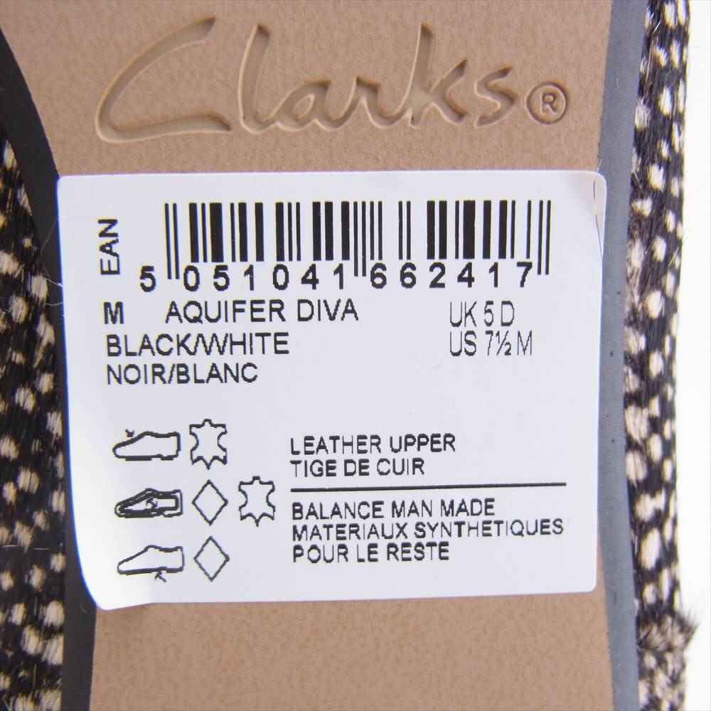 Clarks クラークス Aquifer Diva  ハラコ ショート ブーツ ブラック系 ベージュ系 24㎝【美品】【中古】