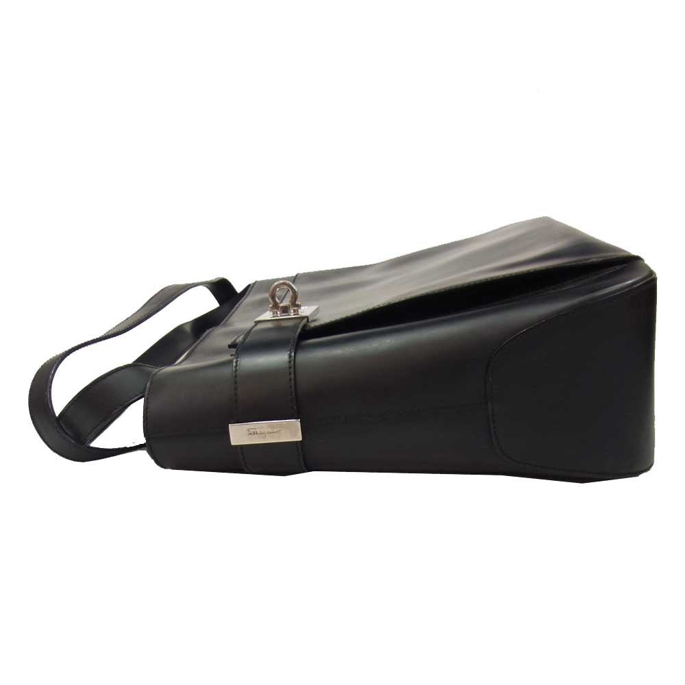 Salvatore Ferragamo サルヴァトーレフェラガモ AB-21 0707 ガンチーニ レザー トート ハンド バッグ ブラック系【中古】