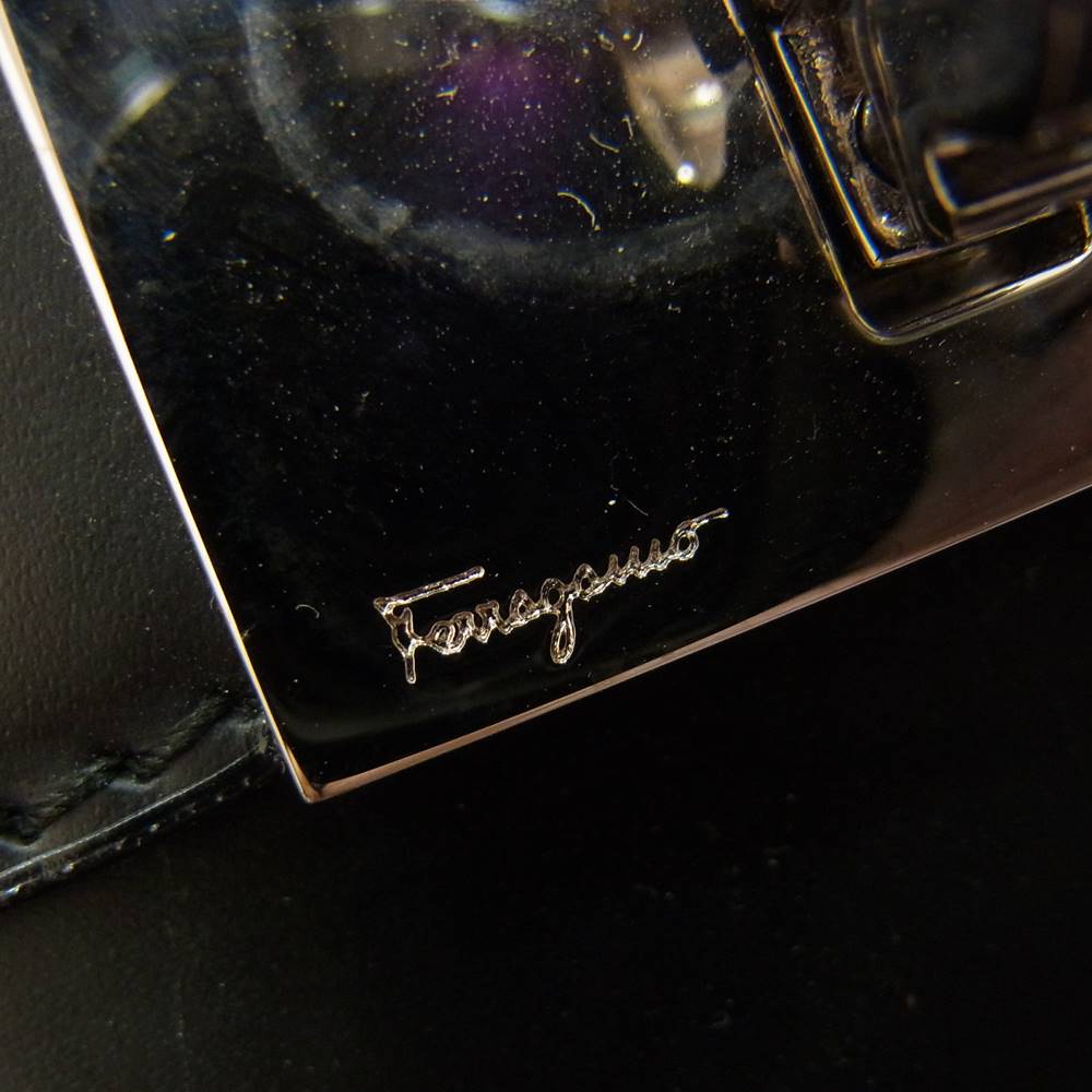 Salvatore Ferragamo サルヴァトーレフェラガモ AB-21 0707 ガンチーニ レザー トート ハンド バッグ ブラック系【中古】