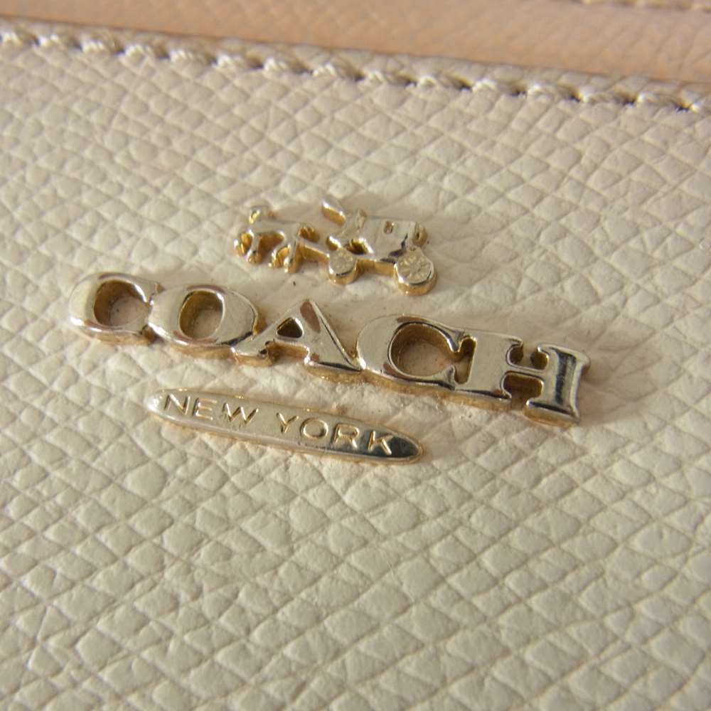 COACH コーチ ラウンドファスナー 長財布 ロング ウォレット ベージュ系【中古】