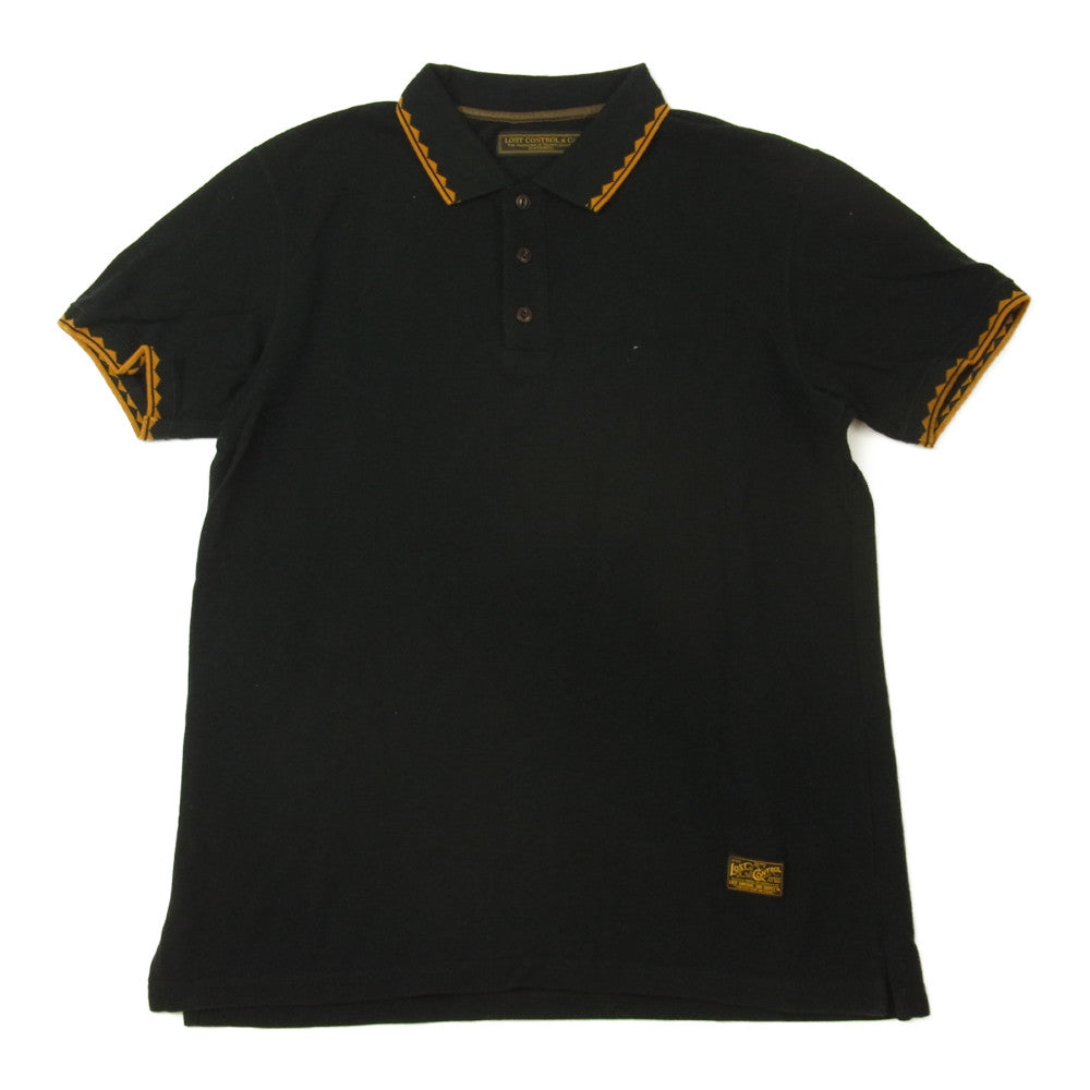 LOST CONTROL ロストコントロール L11S2-1076 S/S Tuck Stitch Polo Shirts タック ステッチ 半袖 ポロシャツ ブラック系 2【中古】