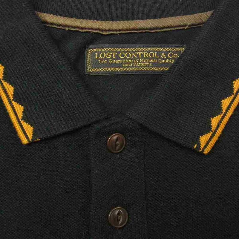 LOST CONTROL ロストコントロール L11S2-1076 S/S Tuck Stitch Polo Shirts タック ステッチ 半袖 ポロシャツ ブラック系 2【中古】