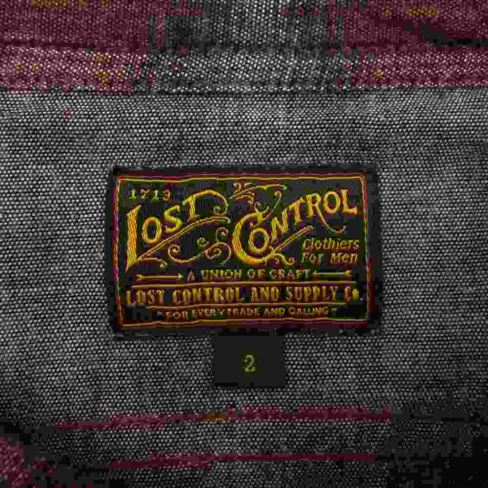 LOST CONTROL ロストコントロール L13S1-2023 PRINT PLAID WORK SHIRTS プリント プレイド チェック ワーク シャツ レッド系 2【中古】