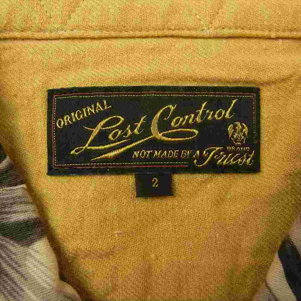 LOST CONTROL ロストコントロール L13S2-2083 フラワー 花 総柄 半袖 オープンカラー シャツ ベージュ系 2【中古】