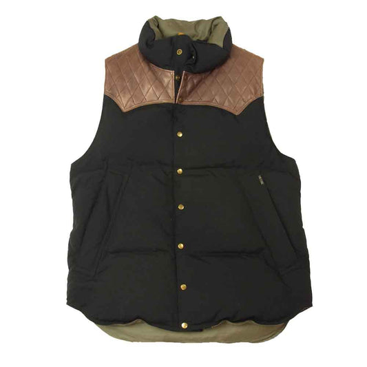 THE FOOL ザ フール TF10S3-J-04 QL DOWN VEST キルトレザー切替 ダウン べスト ブラック系 M【中古】