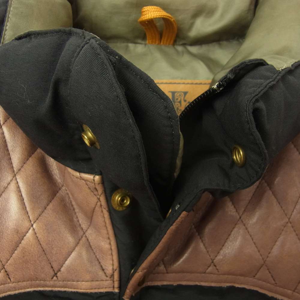 THE FOOL ザ フール TF10S3-J-04 QL DOWN VEST キルトレザー切替 ダウン べスト ブラック系 M【中古】