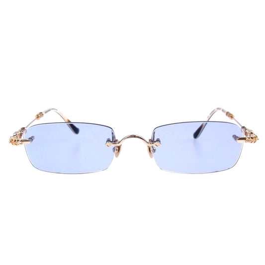 CHROME HEARTS クロムハーツ（原本無） PILLS III 22K リムレス フローラル テンプル サングラス 度入り ブルー系 ゴールド系【中古】