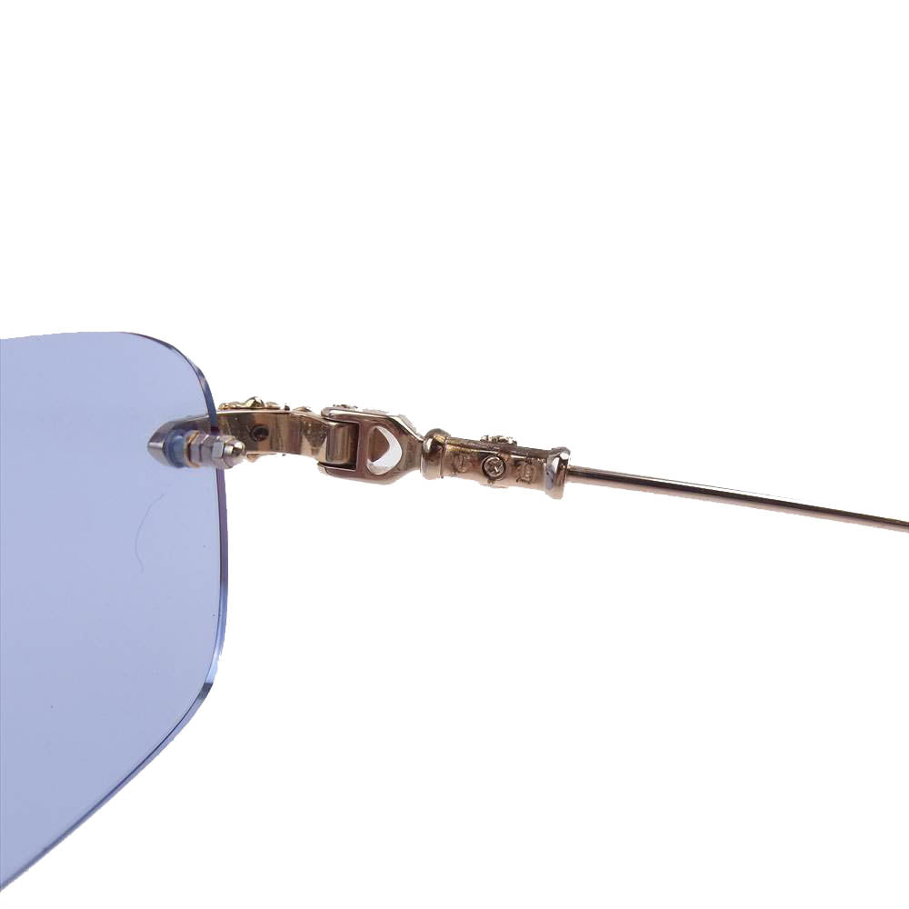 CHROME HEARTS クロムハーツ（原本無） PILLS III 22K リムレス フローラル テンプル サングラス 度入り ブルー系 ゴールド系【中古】