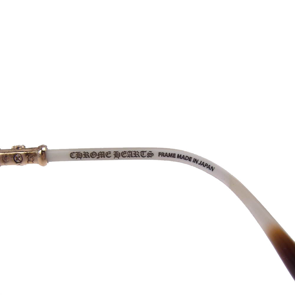 CHROME HEARTS クロムハーツ（原本無） PILLS III 22K リムレス フローラル テンプル サングラス 度入り ブルー系 ゴールド系【中古】