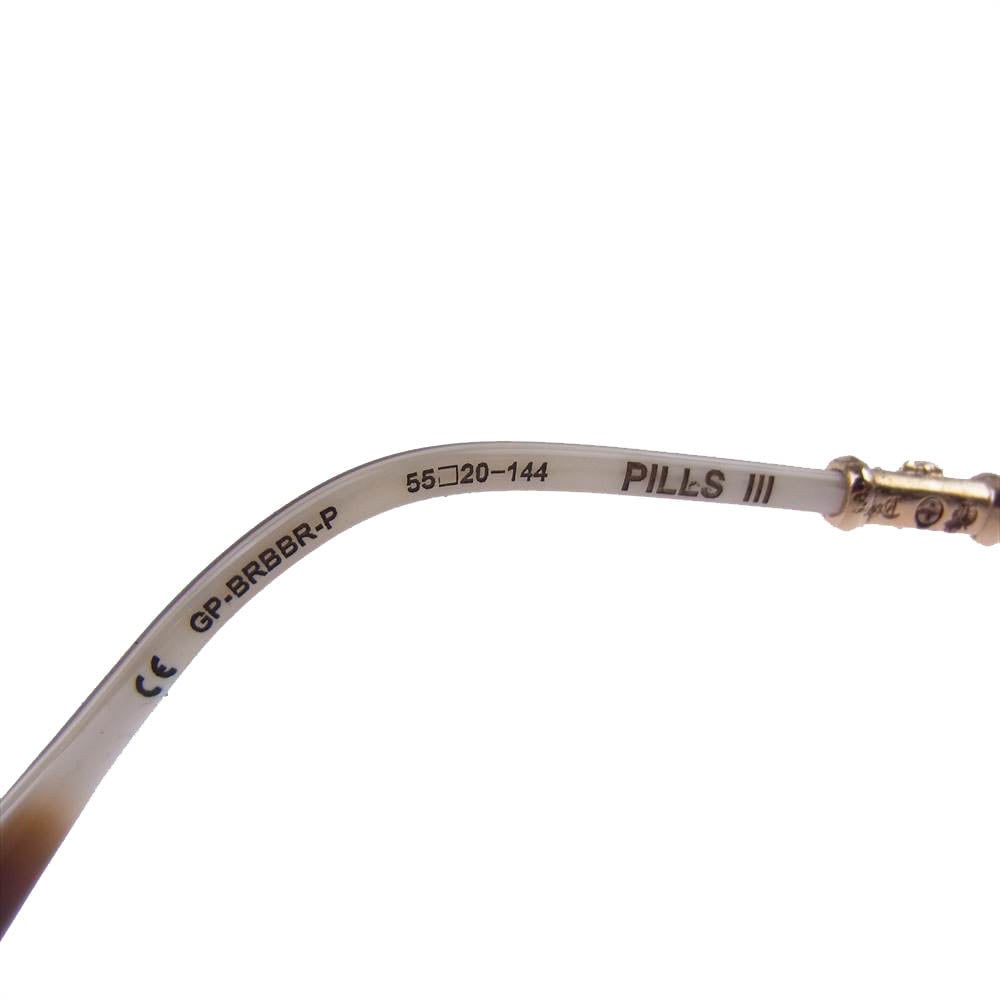 CHROME HEARTS クロムハーツ（原本無） PILLS III 22K リムレス フローラル テンプル サングラス 度入り ブルー系 ゴールド系【中古】