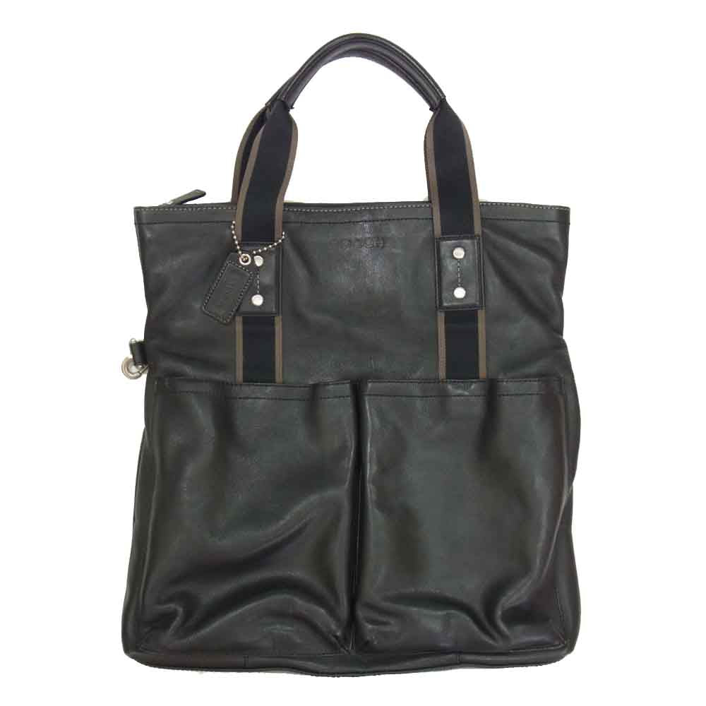 COACH コーチ NB1461-F70558  ヘリテージウェブ レザー 2WAY ショルダー トートバッグ ブラック系【中古】