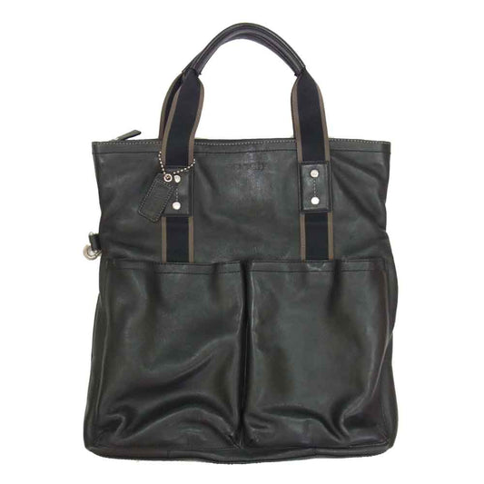 COACH コーチ NB1461-F70558  ヘリテージウェブ レザー 2WAY ショルダー トートバッグ ブラック系【中古】