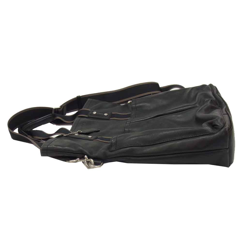 COACH コーチ NB1461-F70558  ヘリテージウェブ レザー 2WAY ショルダー トートバッグ ブラック系【中古】