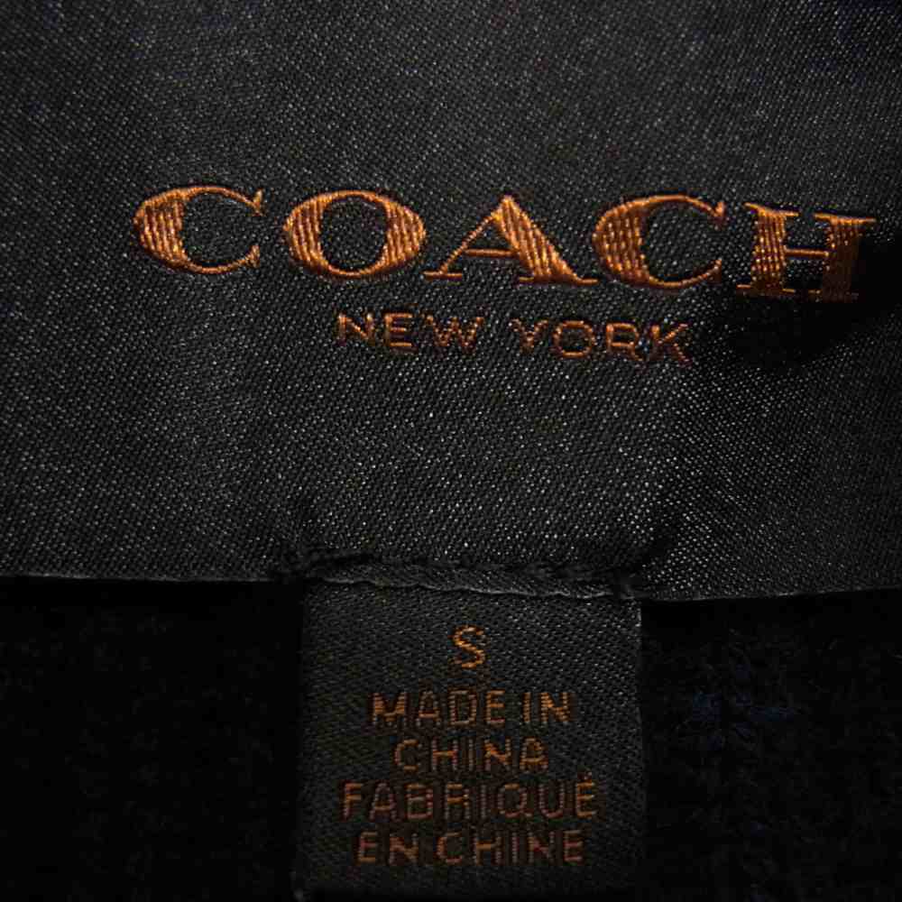COACH コーチ RN132154 レザーパイピング ウール ジップ カーディガン ドライバーズ ニット ネイビー系 S【中古】