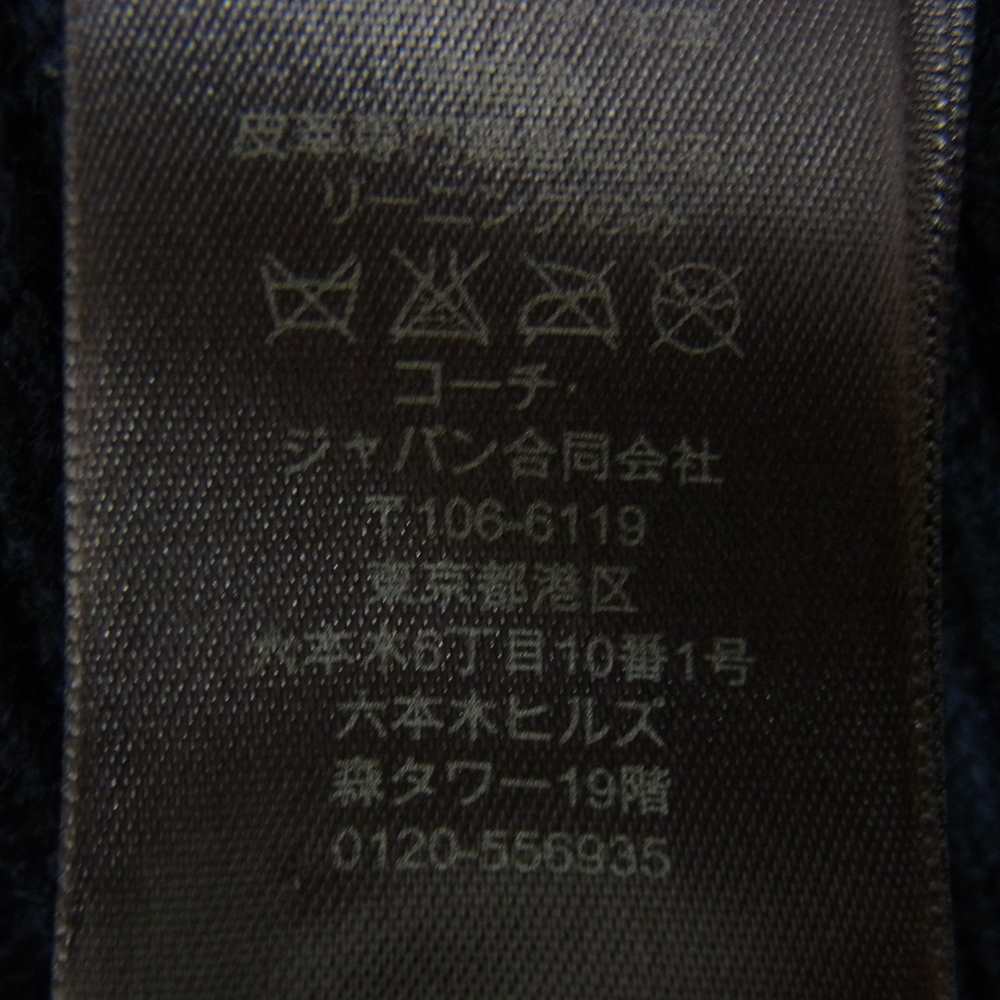 COACH コーチ RN132154 レザーパイピング ウール ジップ カーディガン ドライバーズ ニット ネイビー系 S【中古】