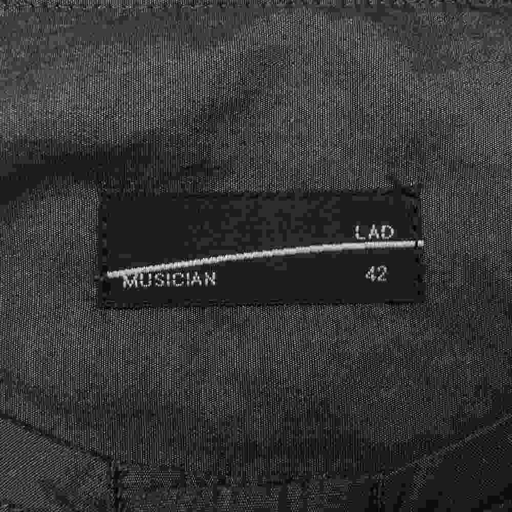 LAD MUSICIAN ラッドミュージシャン 2215-107 コットン 比翼 ノーカラー シャツ インディゴブルー系 42【美品】【中古】