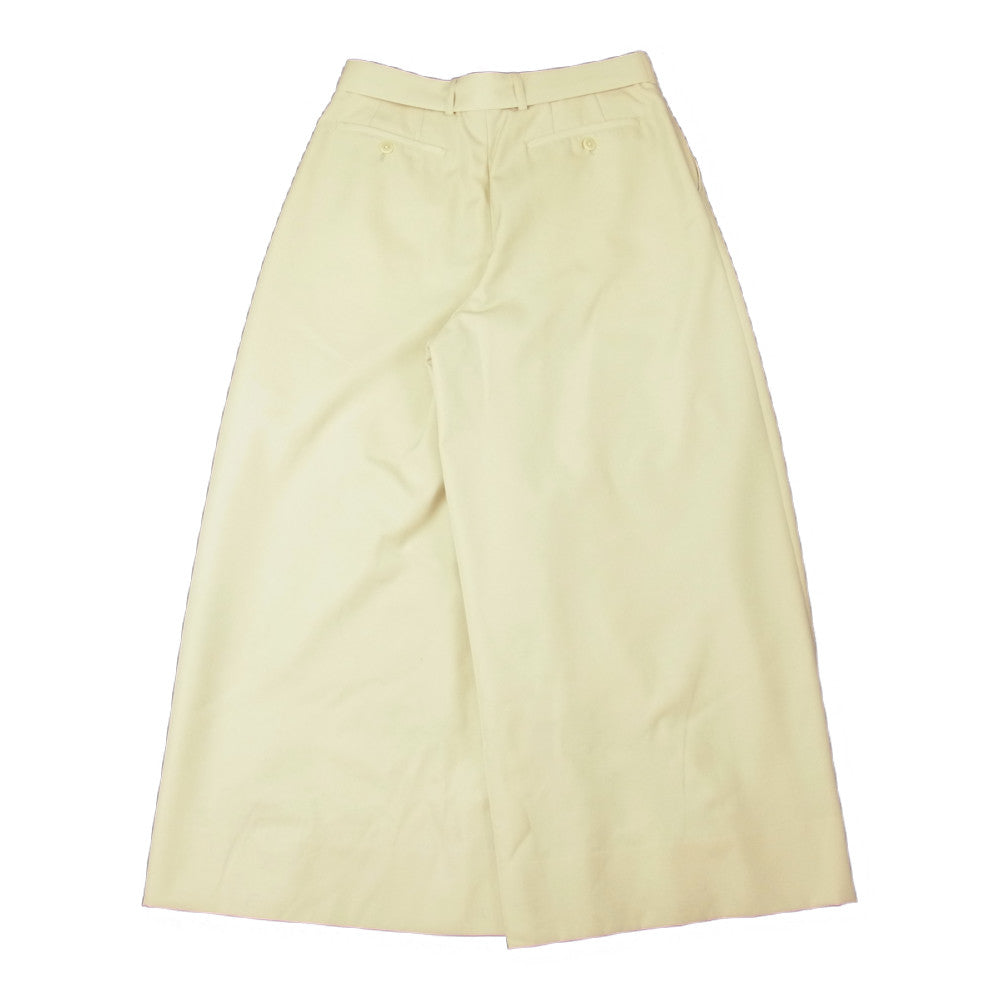 LAD MUSICIAN ラッドミュージシャン 2217-557 WOOL HIGH COUNT GABARDINE BELTED CROPPED WIDE SLACK ウールギャバ ベルト付 クロップド ワイド スラックス 袴 ハカマ パンツ アイボリー アイボリー系 42【中古】