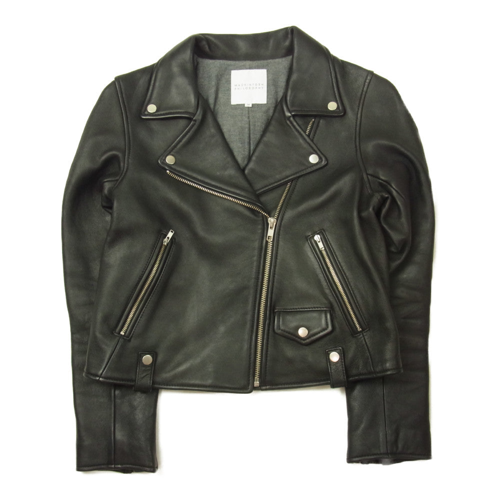 MACKINTOSH PHILOSOPHY マッキントッシュフィロソフィー H7E11-612-09 シープレザー ダブルライダースジャケット ブラック系 34【中古】