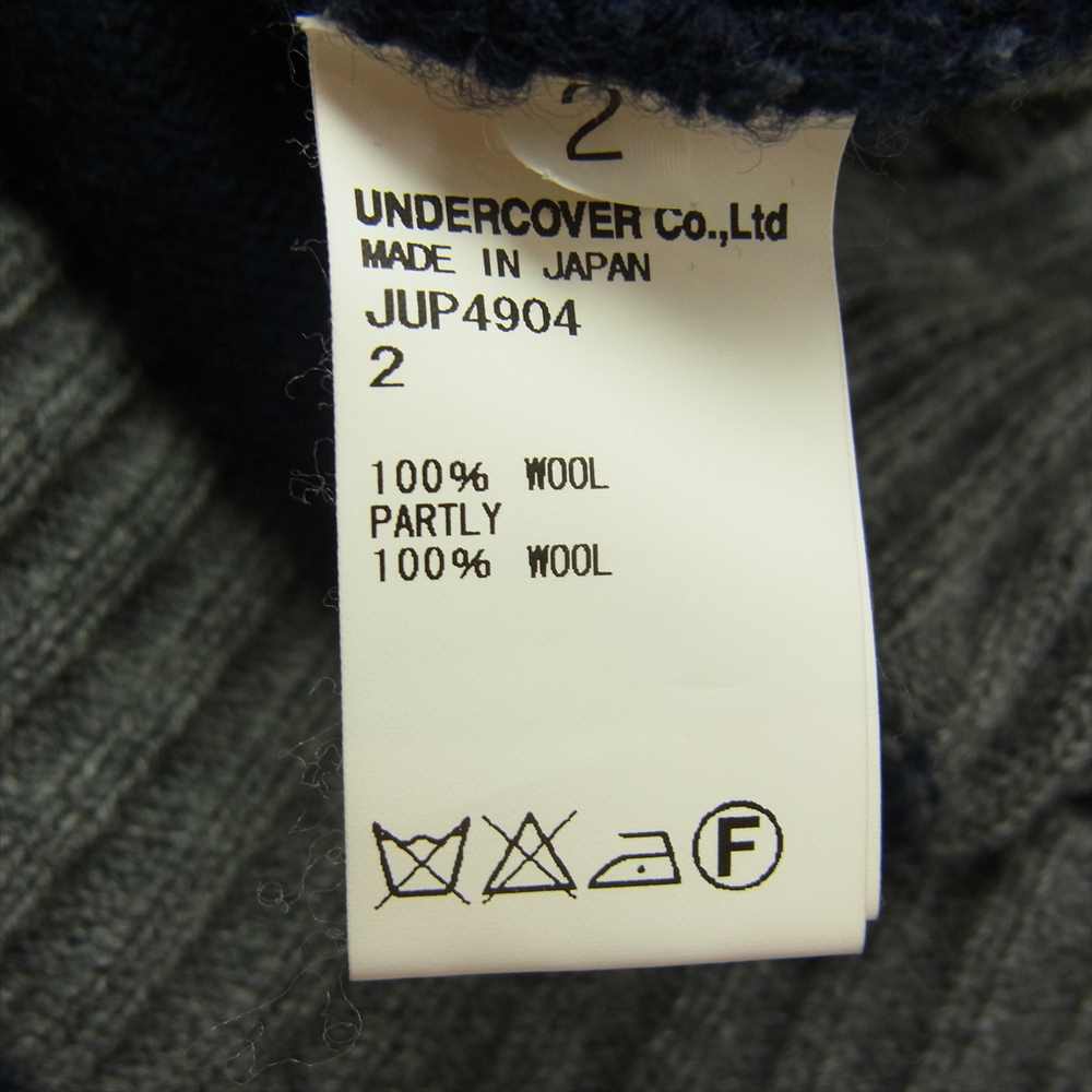 UNDERCOVER アンダーカバー JUP4904 John UNDERCOVER ジョンアンダーカバー パッチポケット付 ヨーク切替  クルーネック ニット ネイビー系 2【中古】