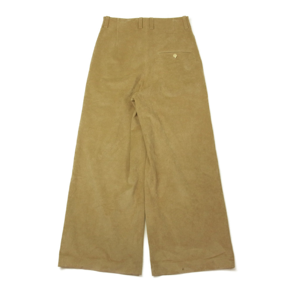 エトセンス  ARTIFICIAL LEATHER WIDE PANTS フェイクスエード ワイドパンツ ベージュ系【中古】