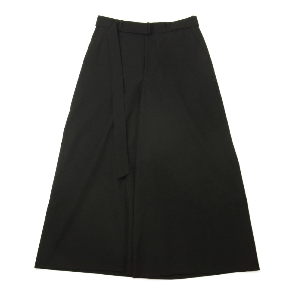 LAD MUSICIAN ラッドミュージシャン 2217-557 WOOL HIGH COUNT GABARDINE BELTED CROPPED WIDE SLACK ウールギャバ ベルト付 クロップド ワイド スラックス 袴 ハカマ パンツ 黒 ブラック系 42【中古】
