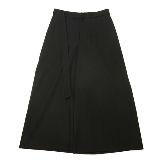 LAD MUSICIAN ラッドミュージシャン 2217-557 WOOL HIGH COUNT GABARDINE BELTED CROPPED WIDE SLACK ウールギャバ ベルト付 クロップド ワイド スラックス 袴 ハカマ パンツ 黒 ブラック系 42【中古】