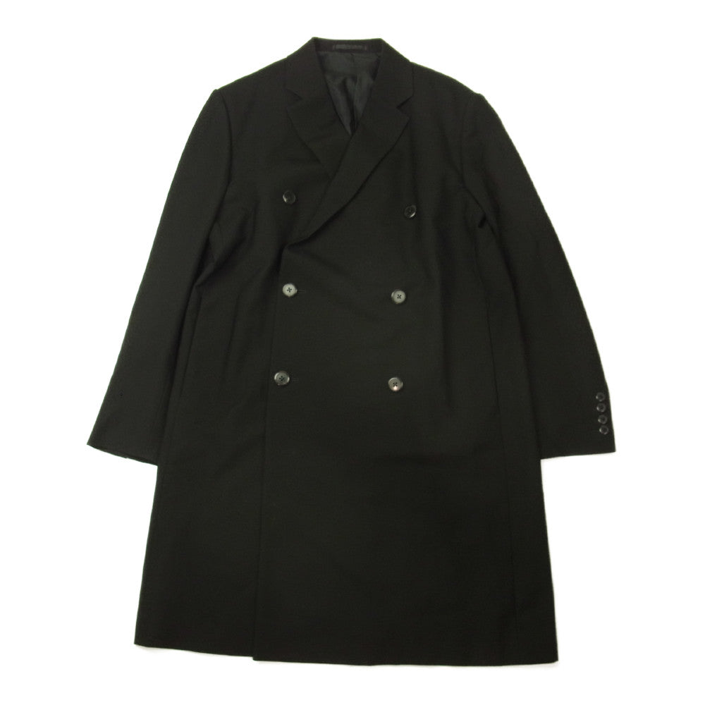 LAD MUSICIAN ラッドミュージシャン 2217-304 WOOL HIGH COUNT GABARDINE ウールギャバ ダブルブレスト チェスターコート ブラック系 42【中古】