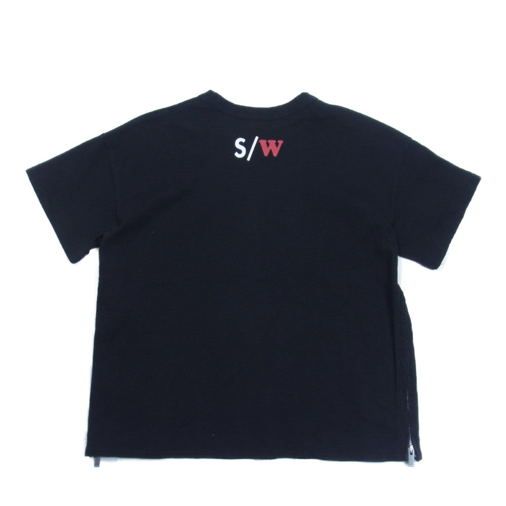 Sacai サカイ 19SS 19-04290 SPRING WINTER CUT SEWN サイドジップ ロゴプリント 半袖 ブラック系 M 2【中古】