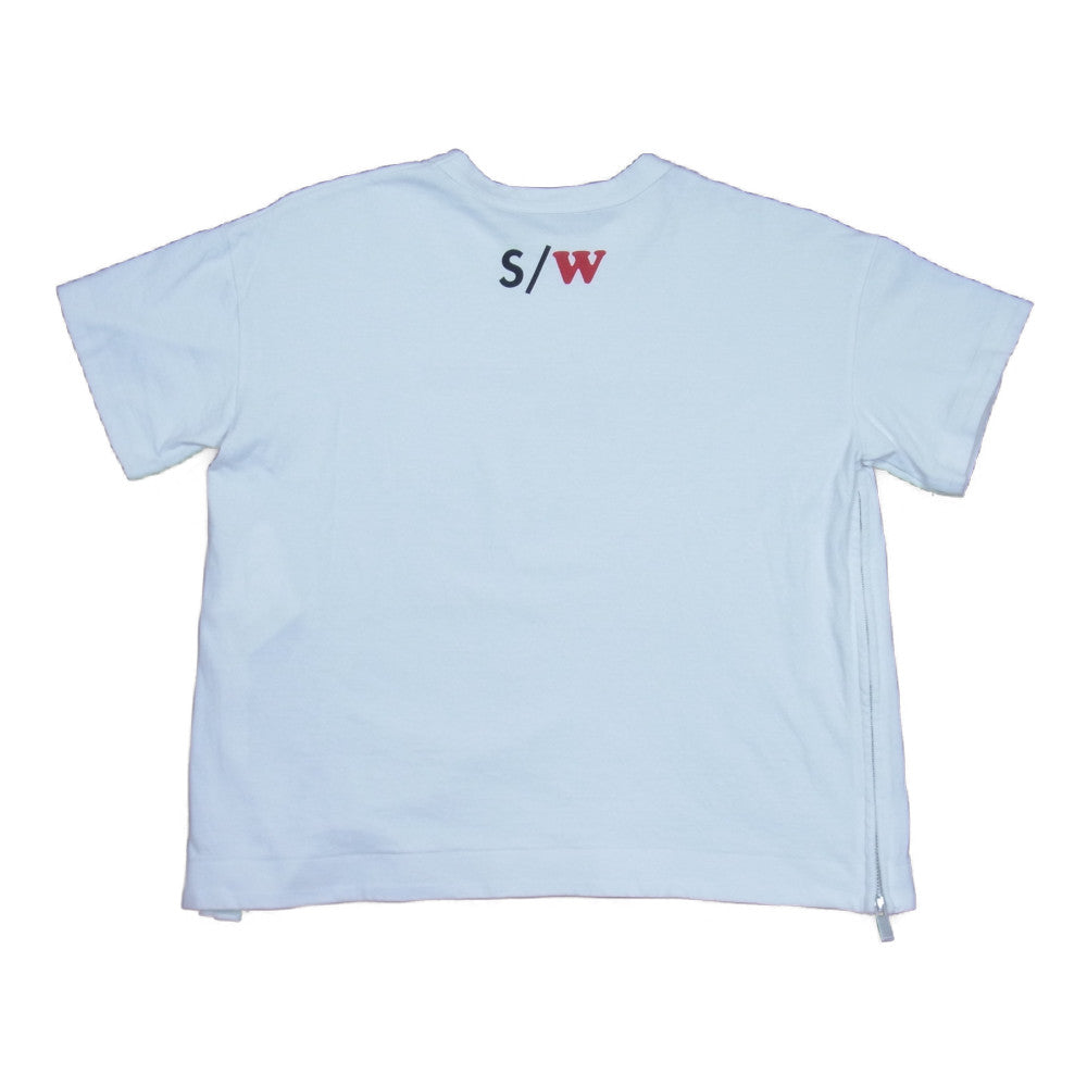 Sacai サカイ 19-04290 SPRING WINTER CUT SEWN サイドジップ ロゴプリント 半袖 Tシャツ ホワイト系 M 2【中古】