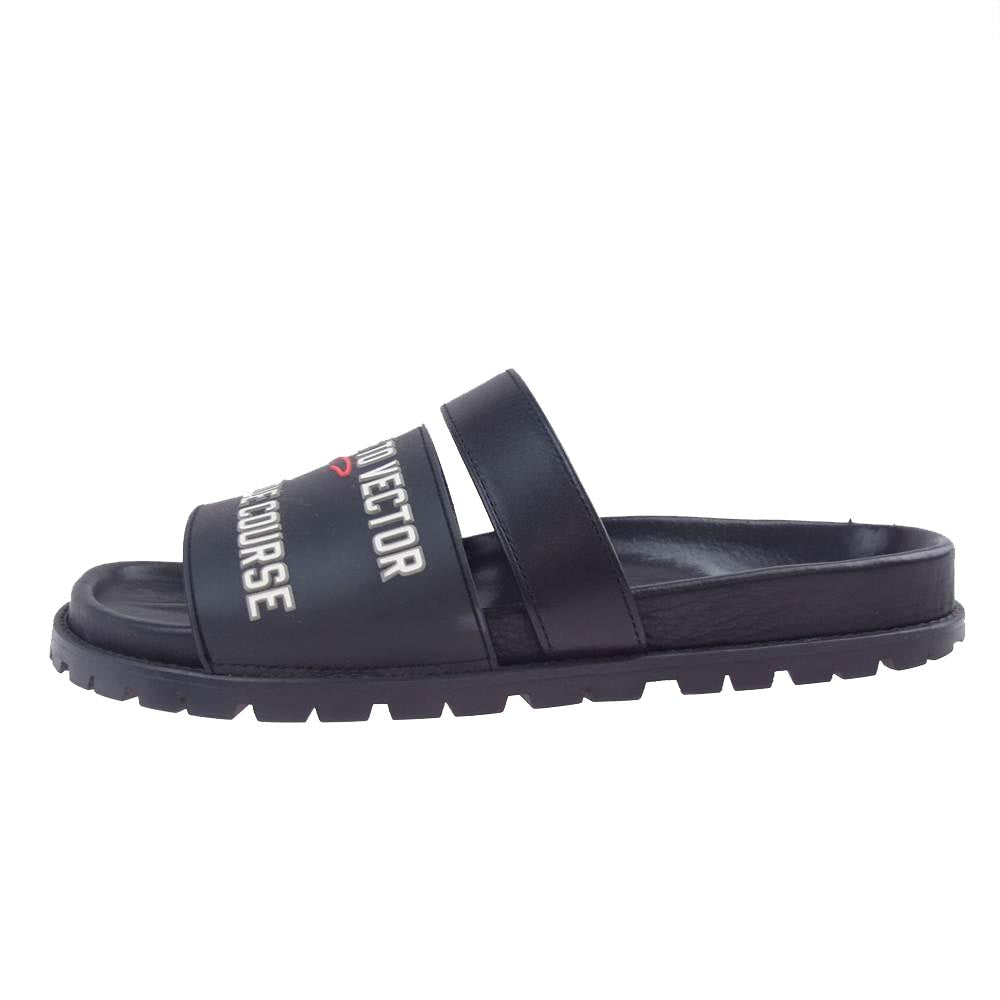 Sacai サカイ 18-03711 カウハイド レザー フラット サンダル ブラック系 38【中古】