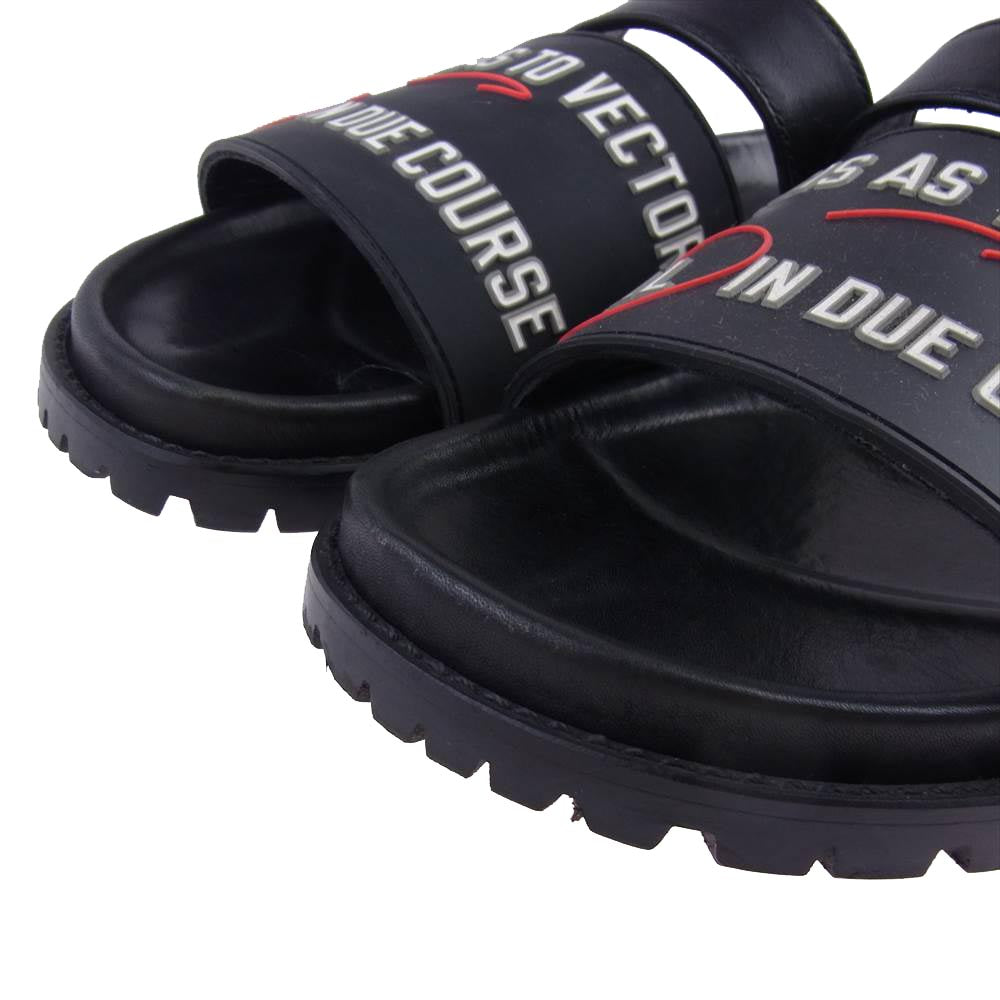 Sacai サカイ 18-03711 カウハイド レザー フラット サンダル ブラック系 38【中古】