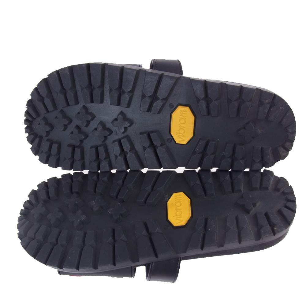 Sacai サカイ 18-03711 カウハイド レザー フラット サンダル ブラック系 38【中古】