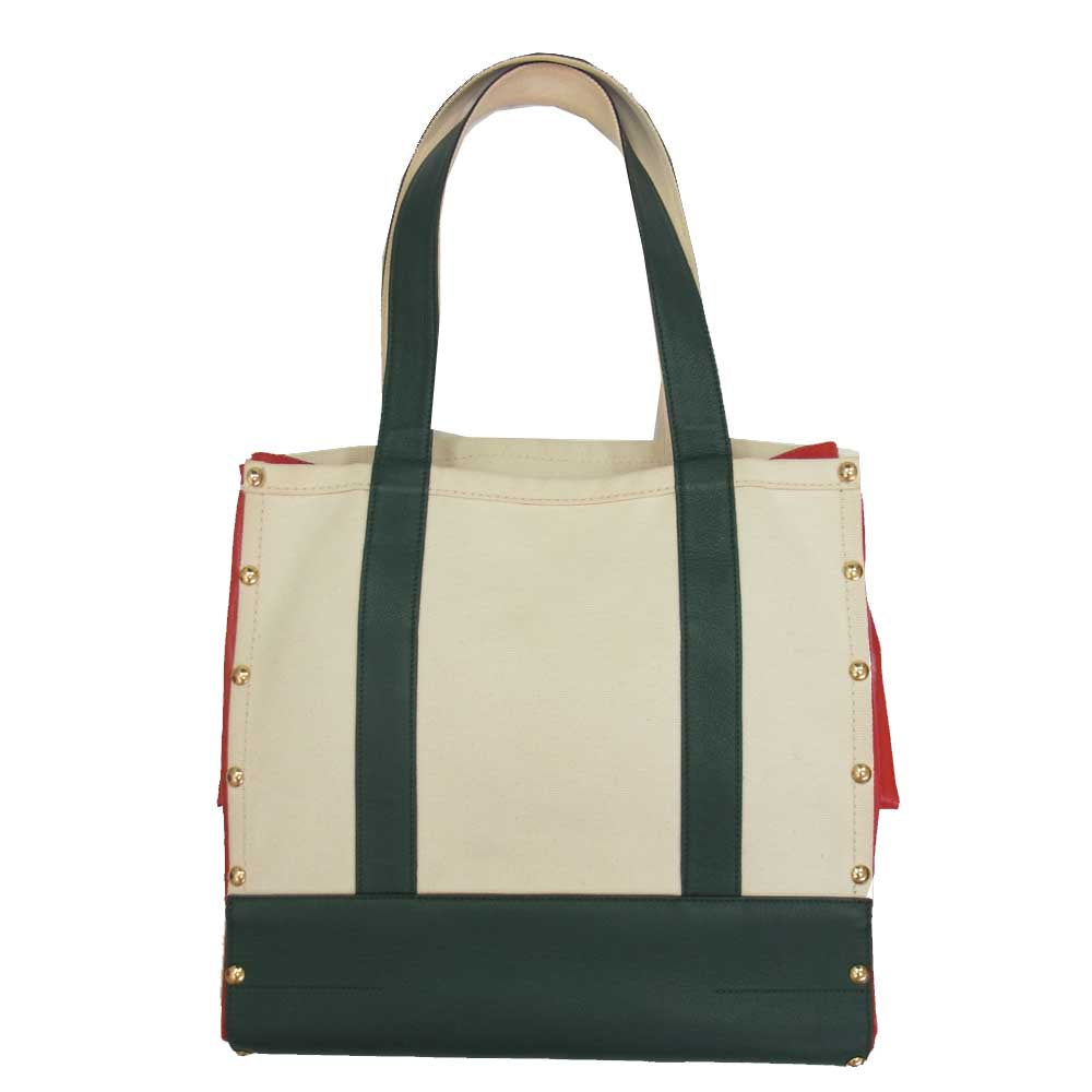 Sacai サカイ S011 THAT BAG キャンバス レザー スタッズ トートバッグ グリーン系【中古】