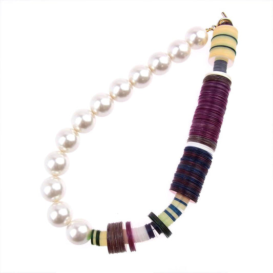 Sacai サカイ 21-05633 パール コンビ ネックレス  ホワイト系【中古】