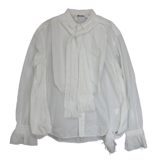 ミドリカワ 20AW MID20AW-SH06 ギャザー フリンジ ボウタイ 長袖 シャツ ブラウス ホワイト系 FREE【美品】【中古】