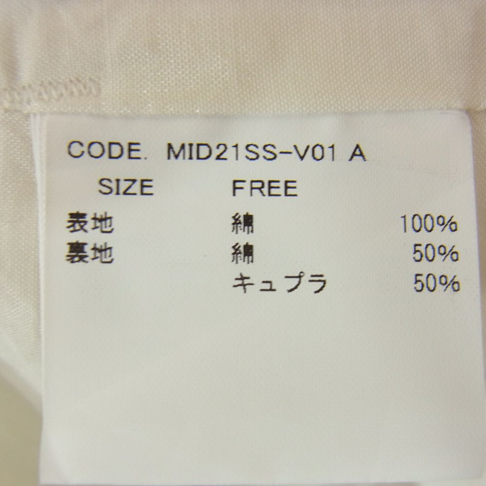 ミドリカワ 21SS MID21SS-V01 shirt vest シルクリボン レイヤード シャツ ベスト ホワイト系 FREE【美品】【中古】