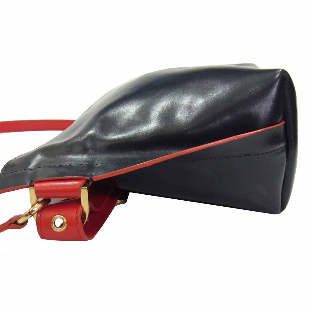 Sacai サカイ Trapezoid 2way 台形 レザー ショルダー ハンドバッグ ネイビー系【中古】