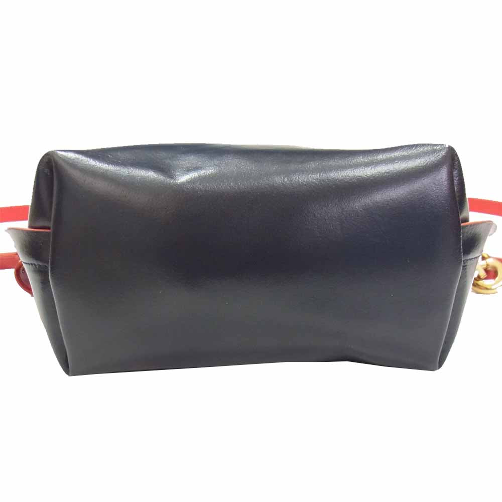 Sacai サカイ Trapezoid 2way 台形 レザー ショルダー ハンドバッグ ネイビー系【中古】