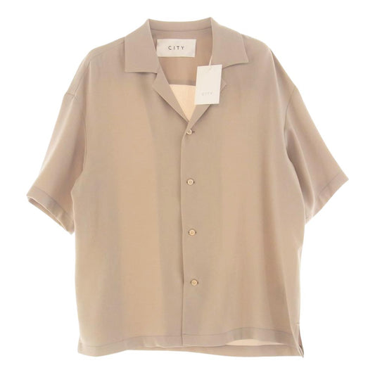 シティ 111302187 GEORGETTE OPEN COLLAR SHIRTS オーバーサイズ オープンカラーシャツ ベージュ系 1【新古品】【未使用】【中古】